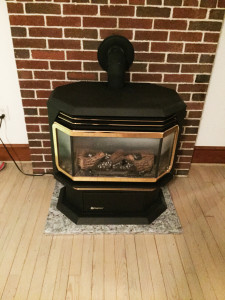Gas stove now rest on the granite sink cutout from the kitchen