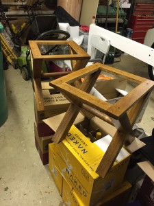 Bases complete, stained Red Oak wit two coats od Watco Oil