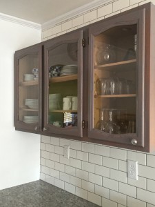 Cabinet doors with glass installed