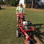 Pat trying her had at running the trencher.
